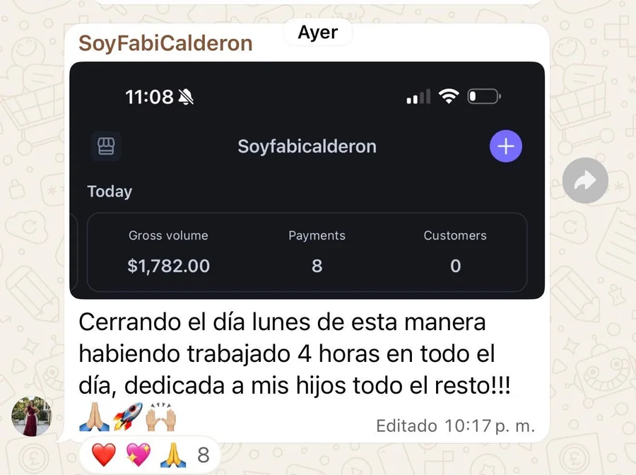 Captura de volumen de ventas de Fabi Calderón, alumna de VIDA VIP Academy